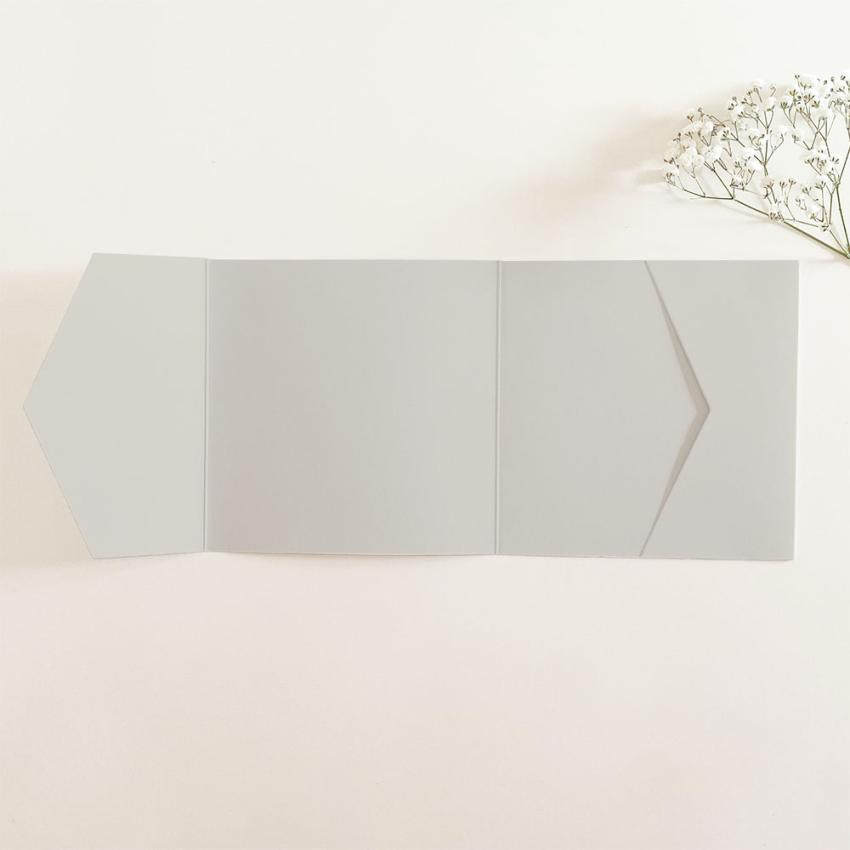 Pocketfold-Karte Quer-Format quadratisch (15x15) Premium-Karton "Seidengrau" Basic Line