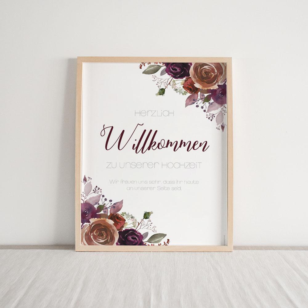Willkommensschild "Boho Violett-Flower" 