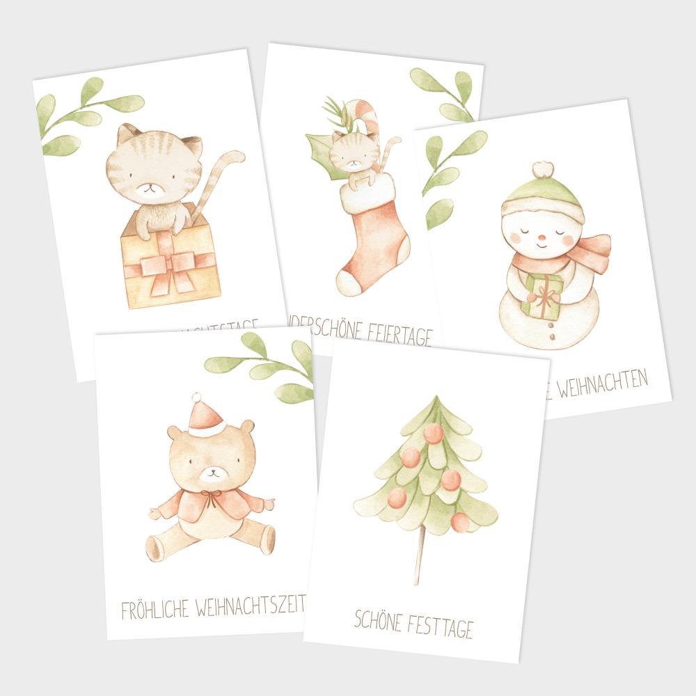 Weihnachtskarten-Bundle DIN A6 "Cute Christmas" | Grußkarten-Set | Postkarten