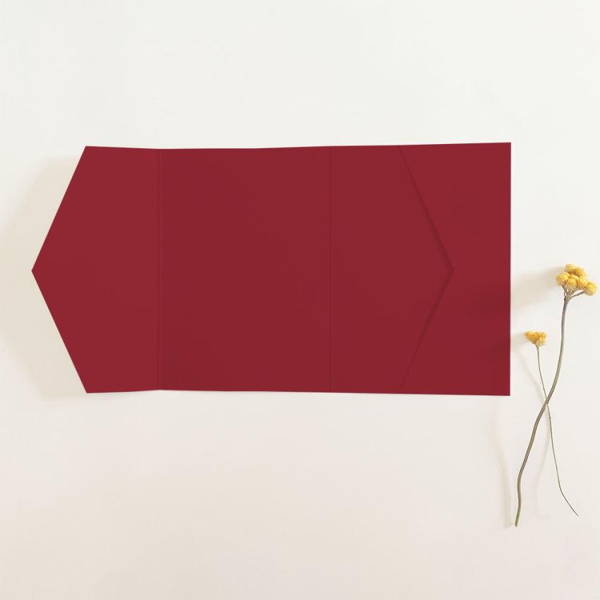 Pocketfold-Karte B6 seitlich Premium-Karton "Weinrot" Basic Line