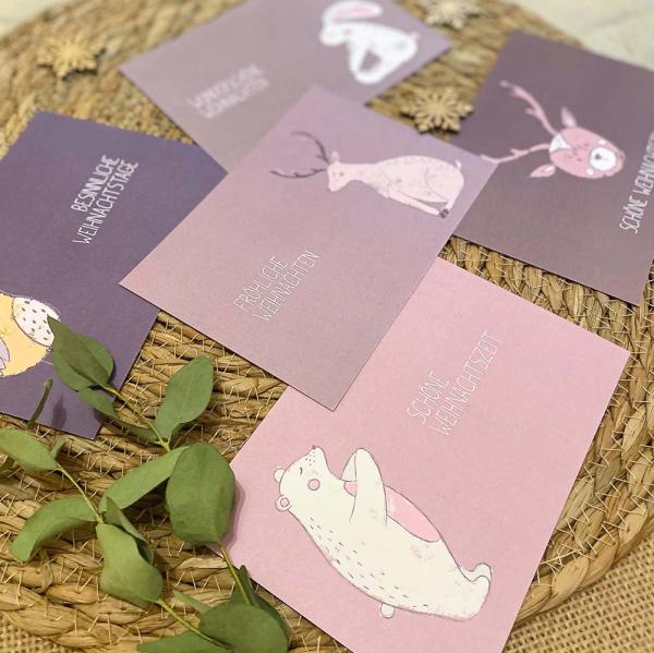 Weihnachtskarten-Bundle DIN A6 "Chalk Pastell" | Grußkarten-Set | Postkarten