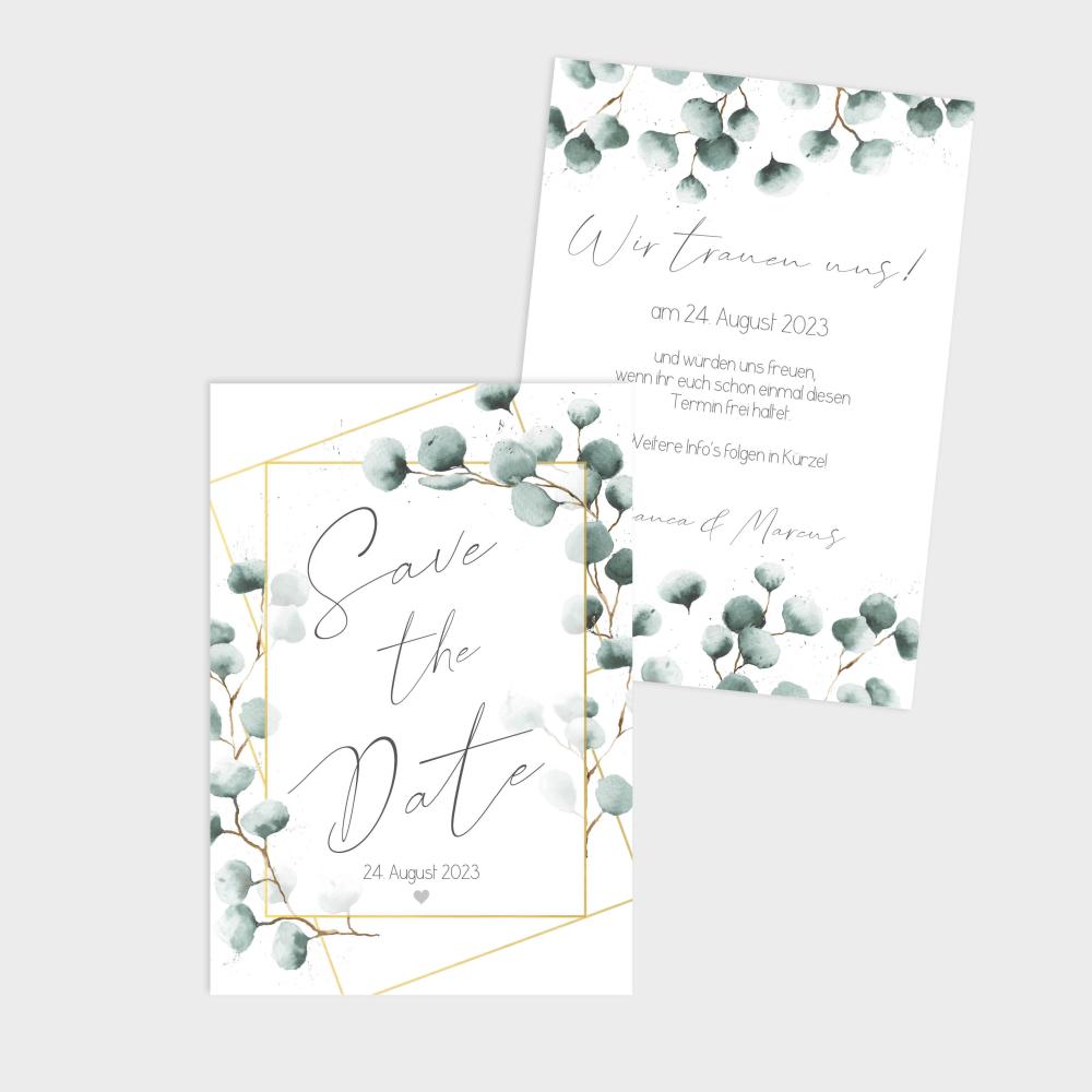 Save the Date "Geometric Eukalyptus" DIN B6