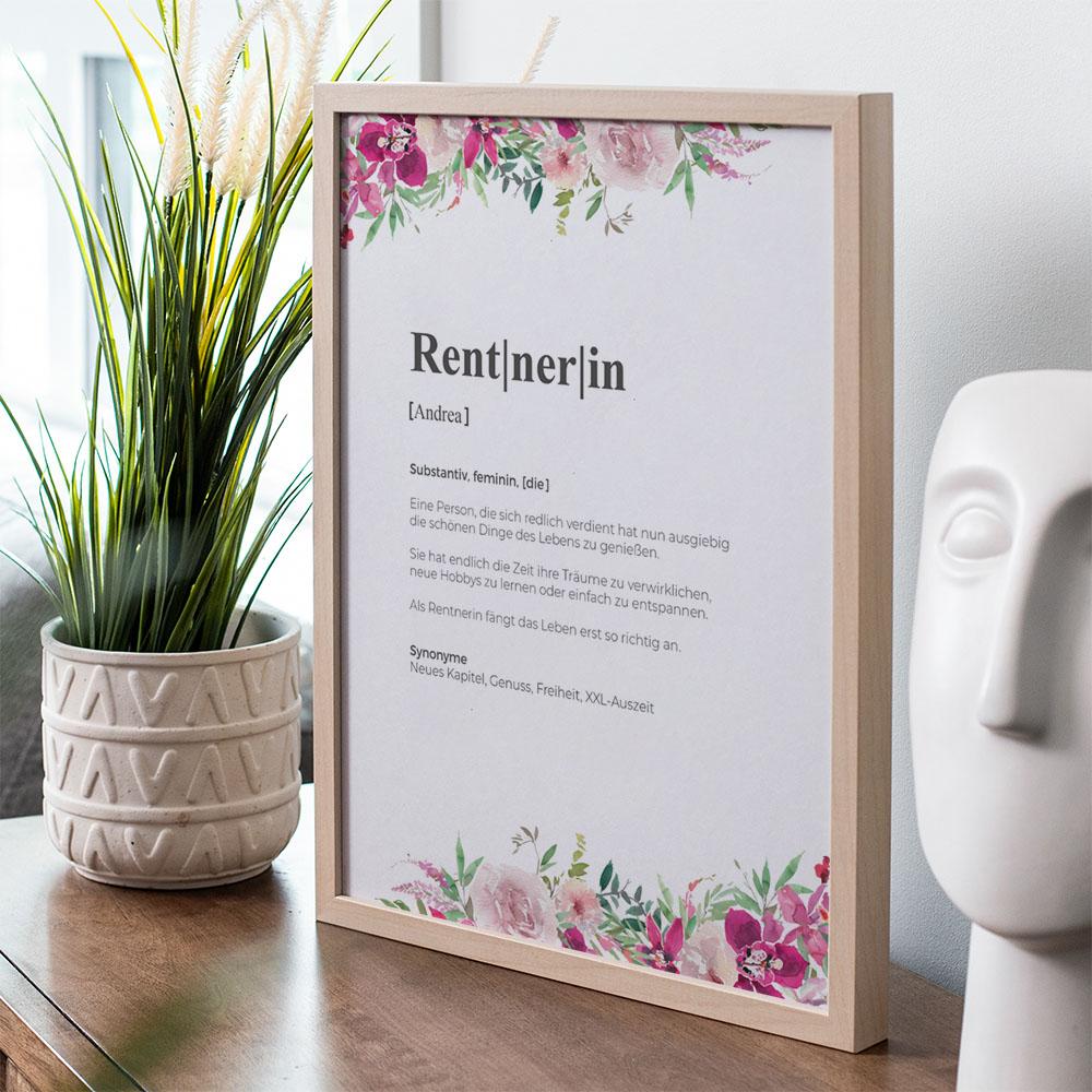 Definitionsposter "Rentnerin 2" | Geschenkidee | Personalisiert  | individuelles Bild | Wörterbuch