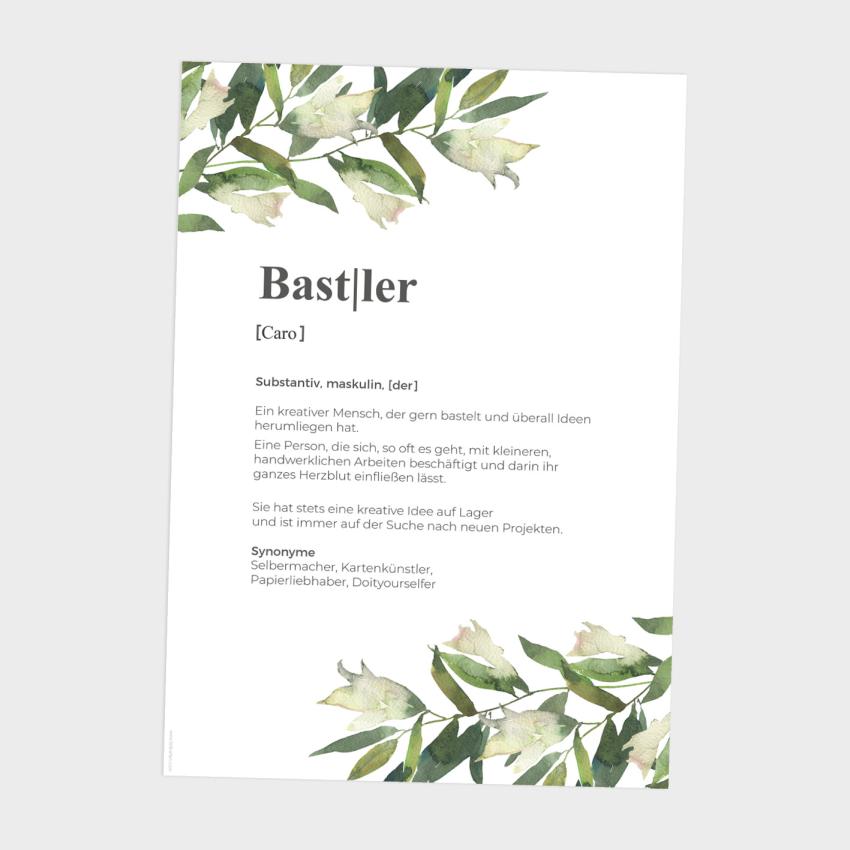 Definitionsposter "Bastler 2" | Geschenkidee | Personalisiert  | individuelles Bild | Wörterbuch