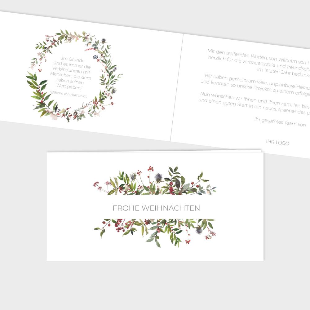 Geschäftliche Weihnachtskarte "Winterberries"  DIN Lang Klappkarte 