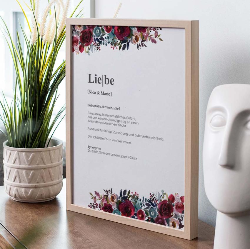 Definitionsposter "Liebe 2" | Geschenkidee | Personalisiert  | individuelles Bild | Wörterbuch