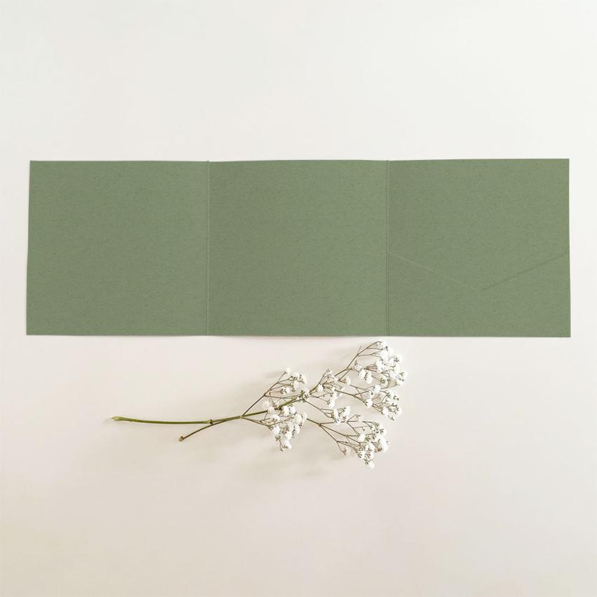 Trippel-Pocketfold-Karte quadratisch (15x15) Recycling-Karton "Kraft Salbei" Basic Line