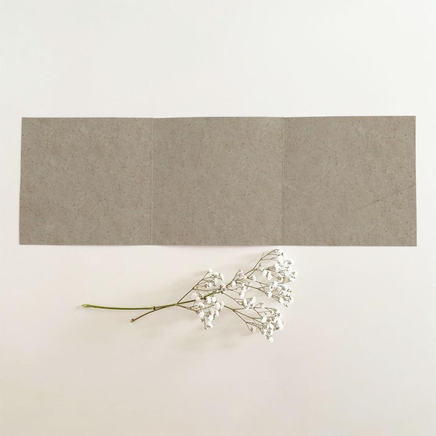 Trippel-Pocketfold-Karte quadratisch (15x15) Recycling-Karton "Kraft Silphie" Basic Line