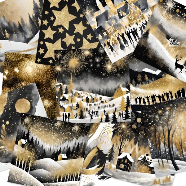 LaCreativ - Designpapier "Goldene Silvesternacht" Paper Pack 6x6" - 24 Bogen