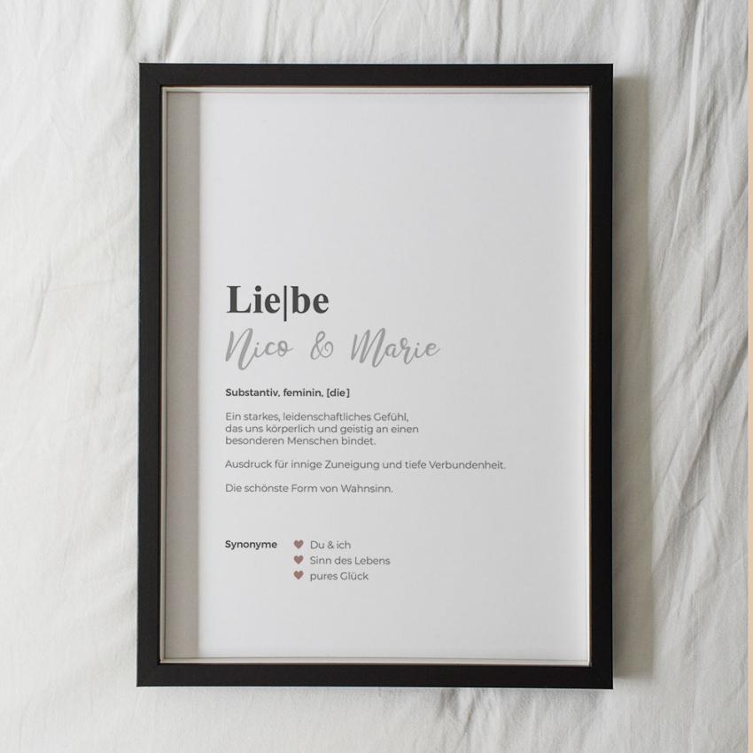 Definitionsposter "Liebe 1" | Geschenkidee | Personalisiert | individuelles Bild | Wörterbuch