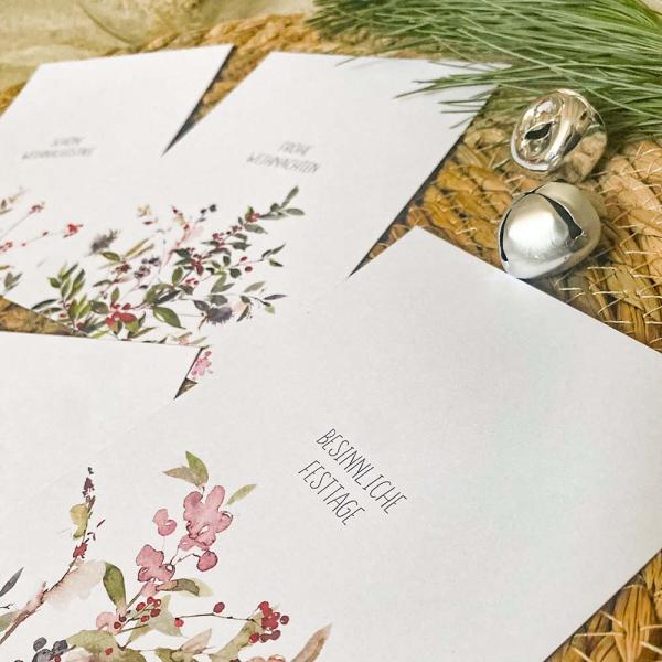 Weihnachtskarten-Bundle DIN A6 "WinterBerries Zweige" | Grußkarten-Set | Postkarten