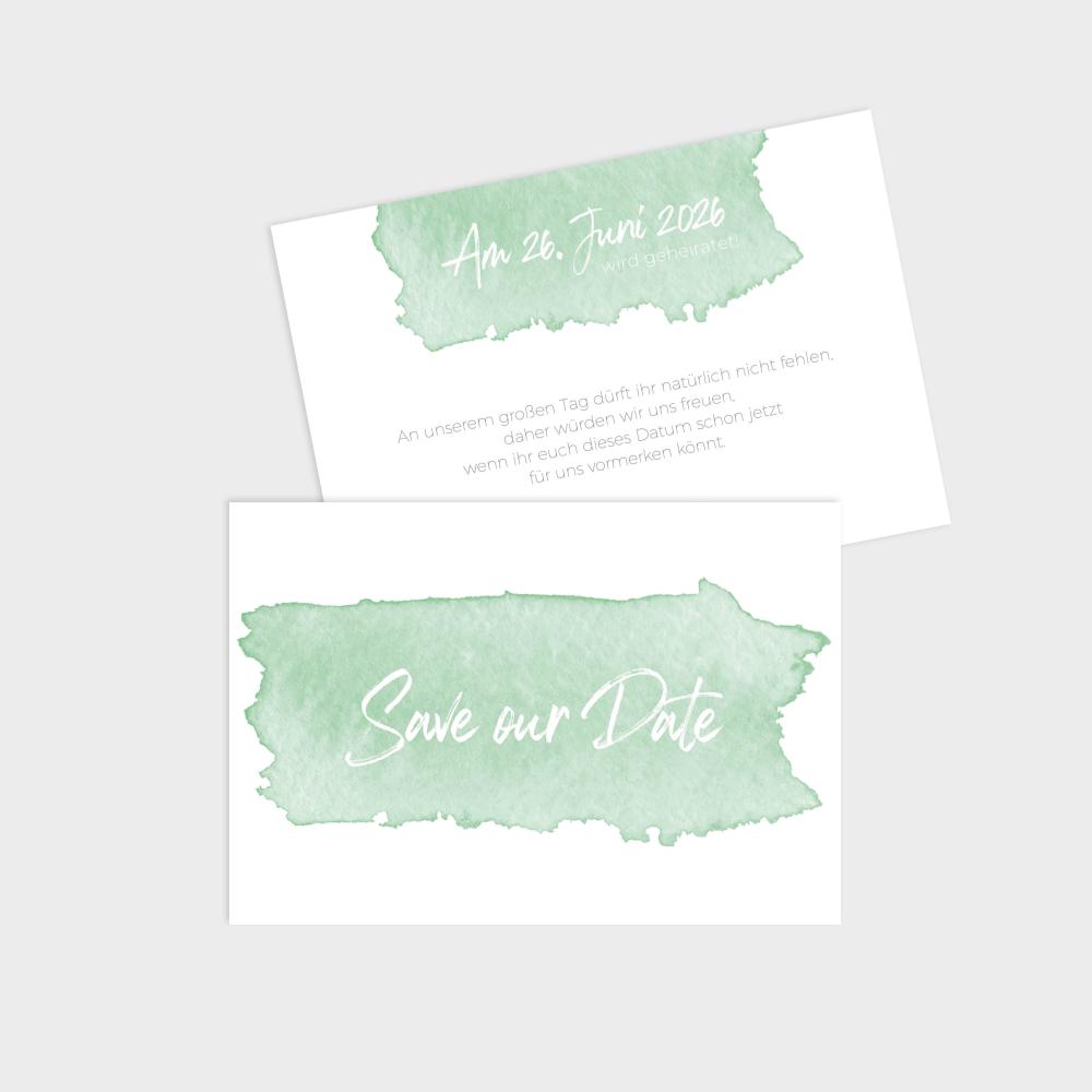 Save the Date "Watercolor-Brush | Pistazie" DIN B6 