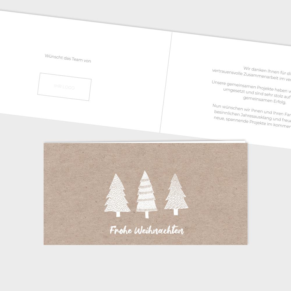 Geschäftliche Weihnachtskarte "Winter White"  DIN Lang Klappkarte Kraft
