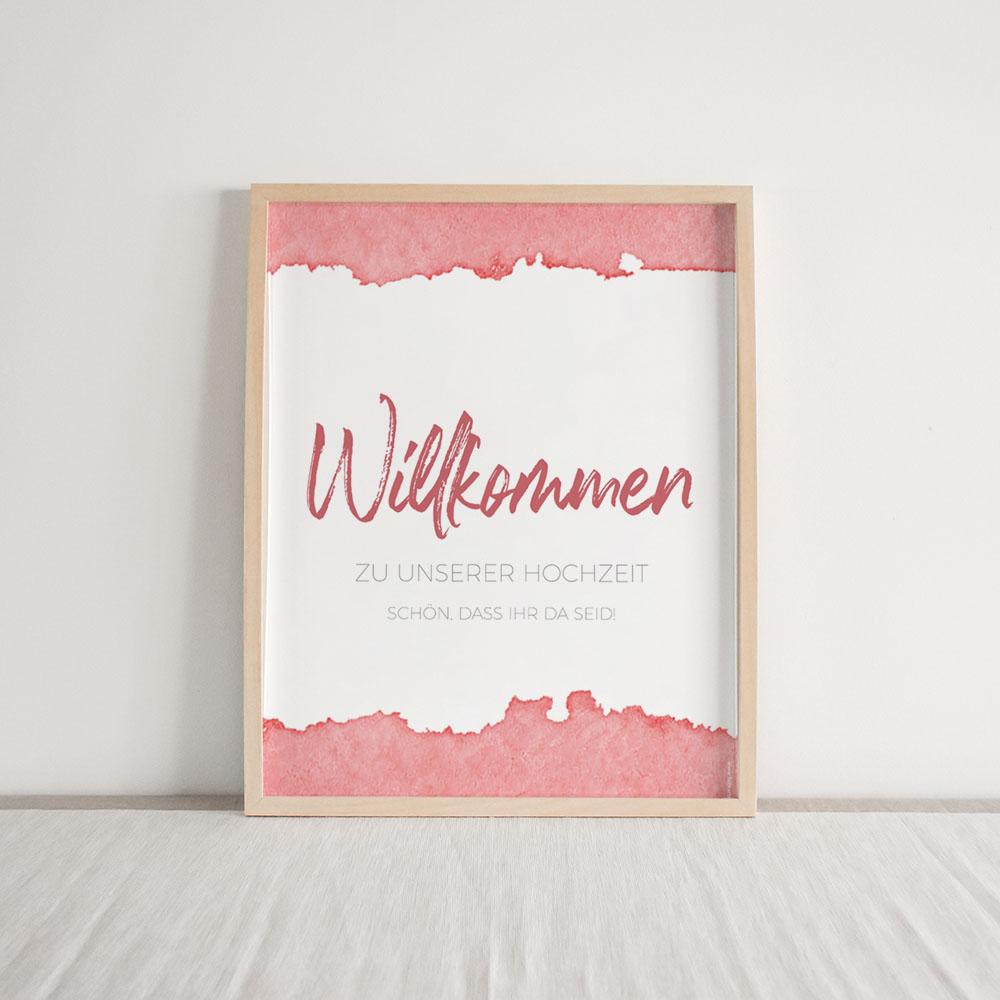 Willkommensschild "Watercolor-Brush | Rot"