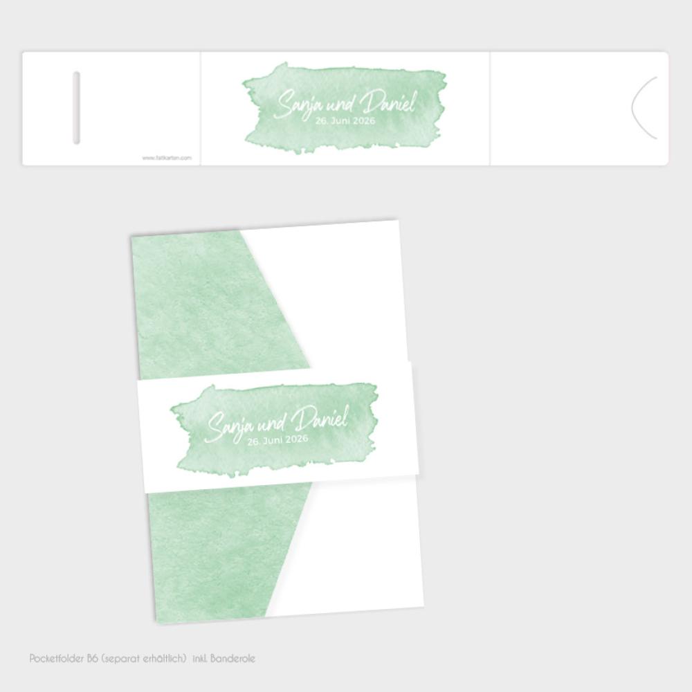 Banderole "Watercolor-Brush | Pistazie" zu B6 Pocketfold