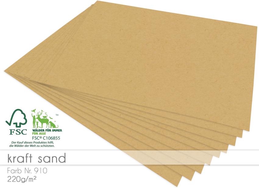 Cardstock "Recycling" - Kraftpapier 220g/m² DIN A4 in kraft sand