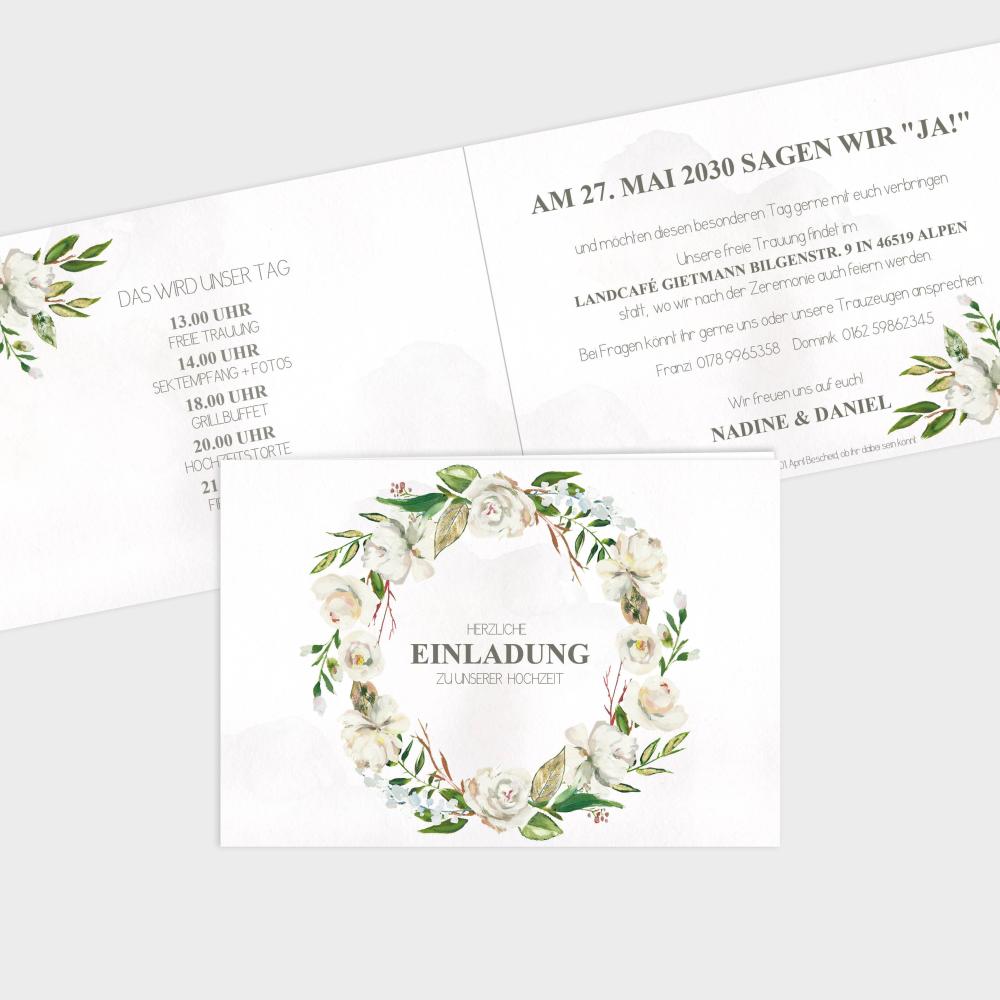 Einladung "Antique White" DIN B6 Klappkarte