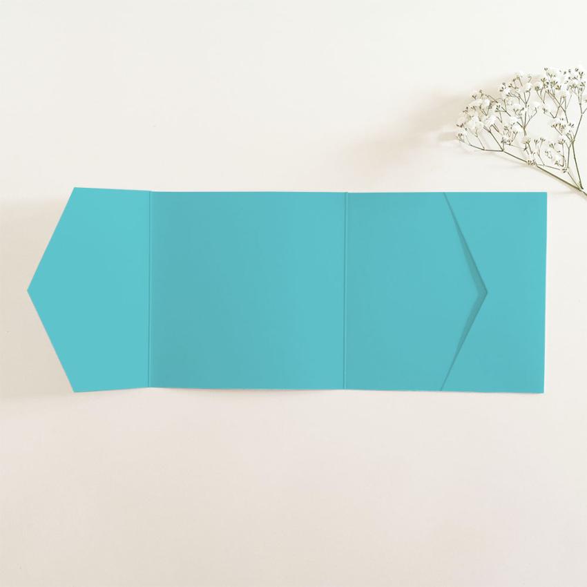 Pocketfold-Karte Quer-Format quadratisch (15x15) Premium-Karton "Ozeanblau" Basic Line
