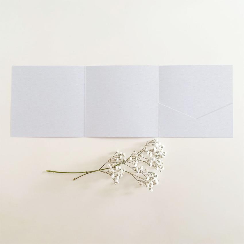 Trippel-Pocketfold-Karte quadratisch (15x15) Struktur-Karton "Silbergrau" Basic Line