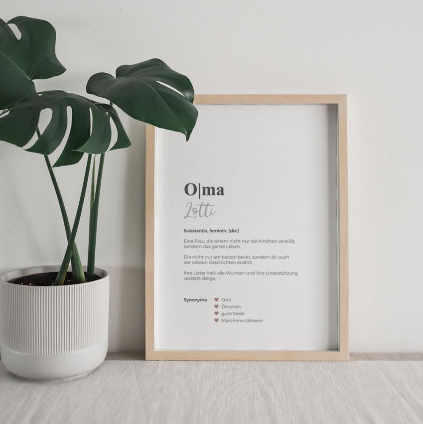 Definitionsposter "Oma 1" | Geschenkidee | Personalisiert  | individuelles Bild | Wörterbuch