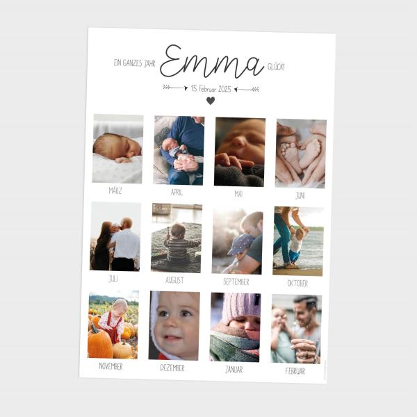 Geburtstagsposter "Fotostrecke" | Geschenk 1. Geburtstag | Meilensteintafel | Einschulung | Personalisiertes Geschenk
