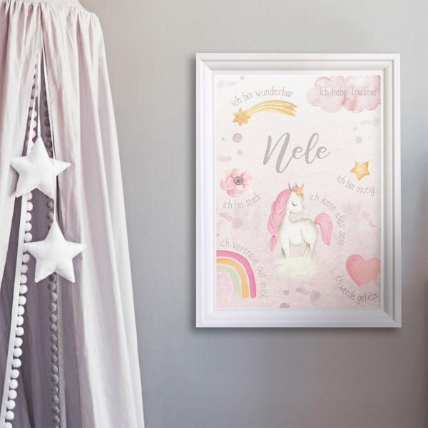 Affirmationsposter "Baby Unicorn" | Affirmation | Einschulung | Geschenk 1. Geburtstag | Kinderzimmerdeko