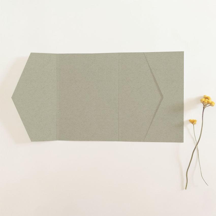 Pocketfold-Karte B6 seitlich Recycling "Kraft Moosgrau" Basic Line