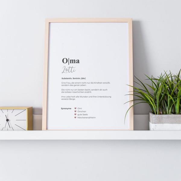 Definitionsposter "Oma 1" | Geschenkidee | Personalisiert  | individuelles Bild | Wörterbuch