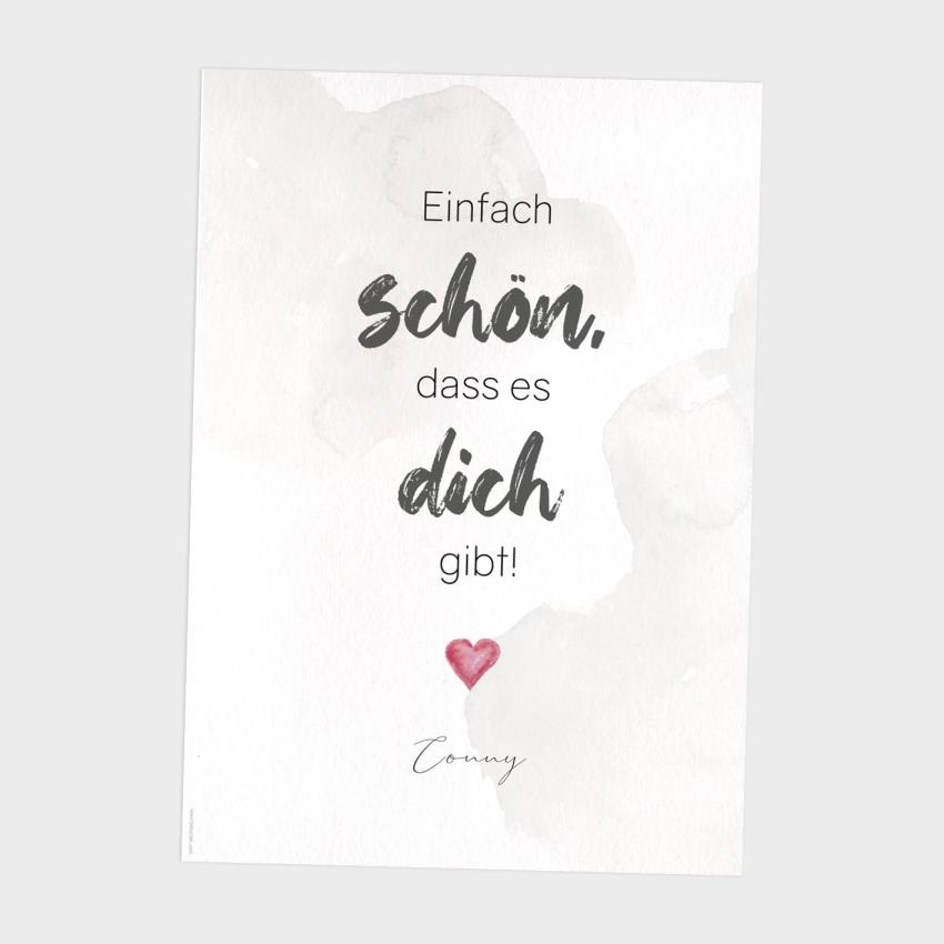 Spruchposter "Schön, dass es dich gibt" | Geschenkidee | Personalisiert  | individuelles Bild | Wanddeko