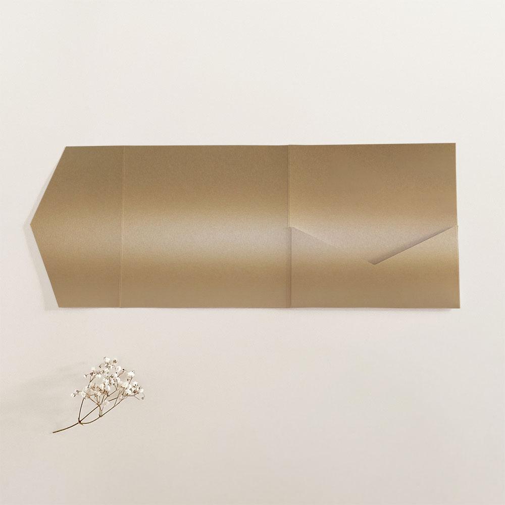 Pocketfold-Karte Quadrat (15x15) Basic-Karton "Perlmutt Antik Gold" Exklusiv Line