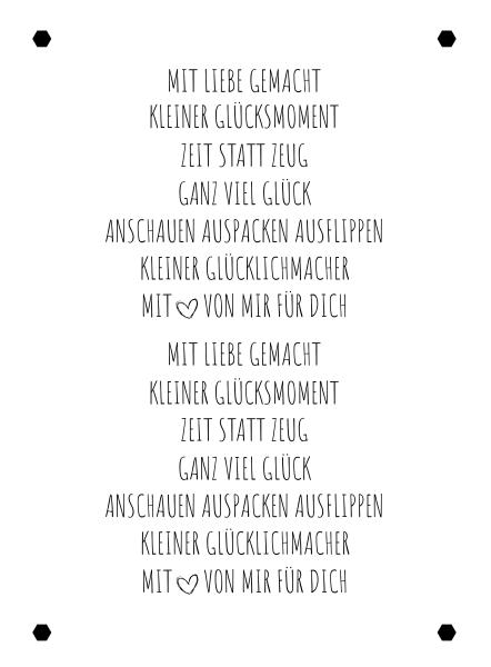 Kulricke Designpapier - "Mit Liebe gemacht " Label Papier A7
