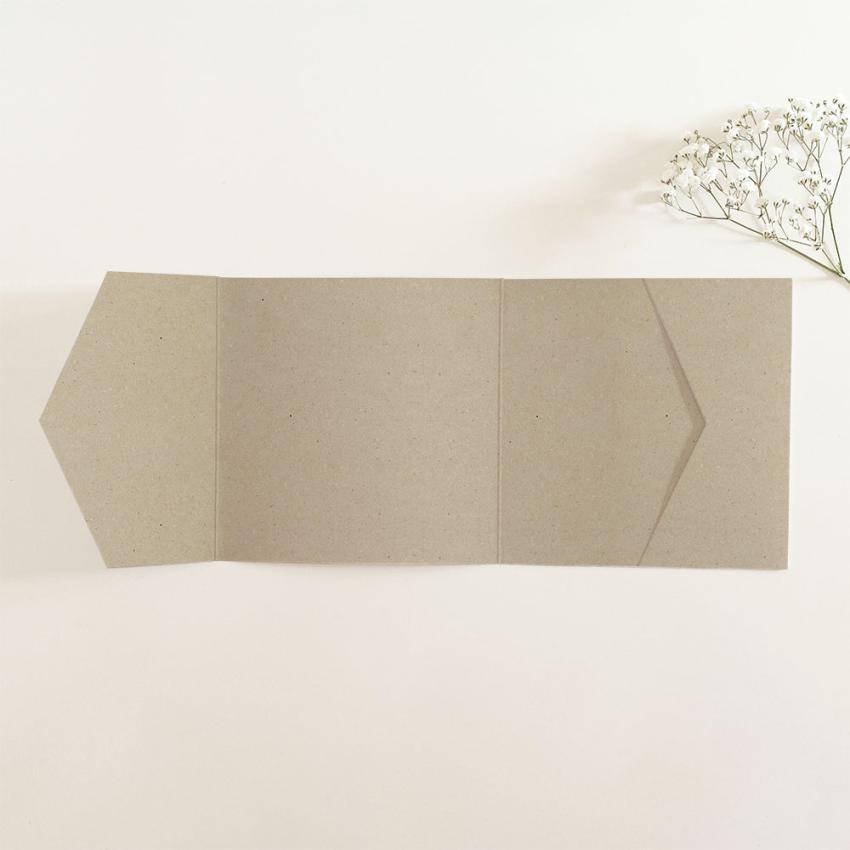 Pocketfold-Karte Quer-Format quadratisch (15x15) Recycling-Karton "Kraft Grau" Basic Line