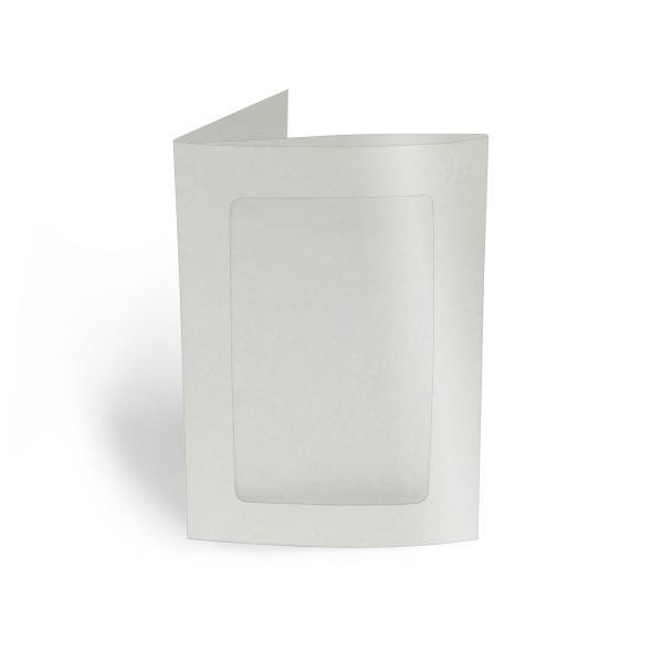 Passepartoutkarte rechteck 3-Fach DIN B6 in metallic-polarweiss