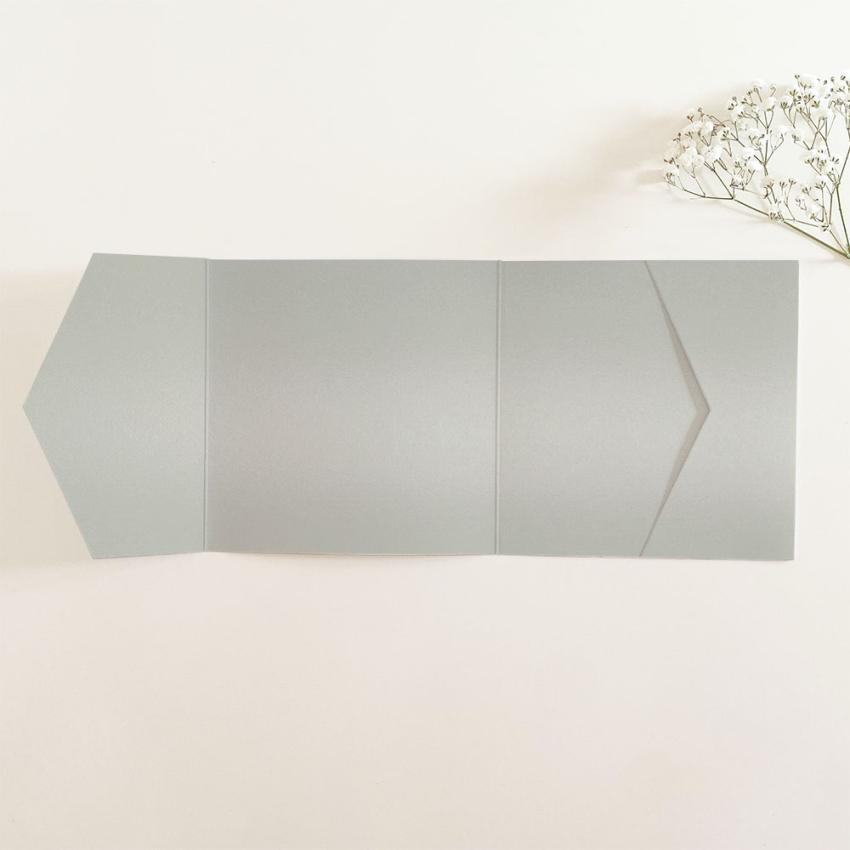 Pocketfold-Karte Quer-Format quadratisch (15x15) Premium-Karton "Metallic Platin" Basic Line